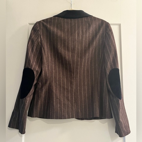 VNTG Laurel for Escada Fitted Blazer Striped Brown and Black | Size 38 , MED 10 - Picture 2 of 5